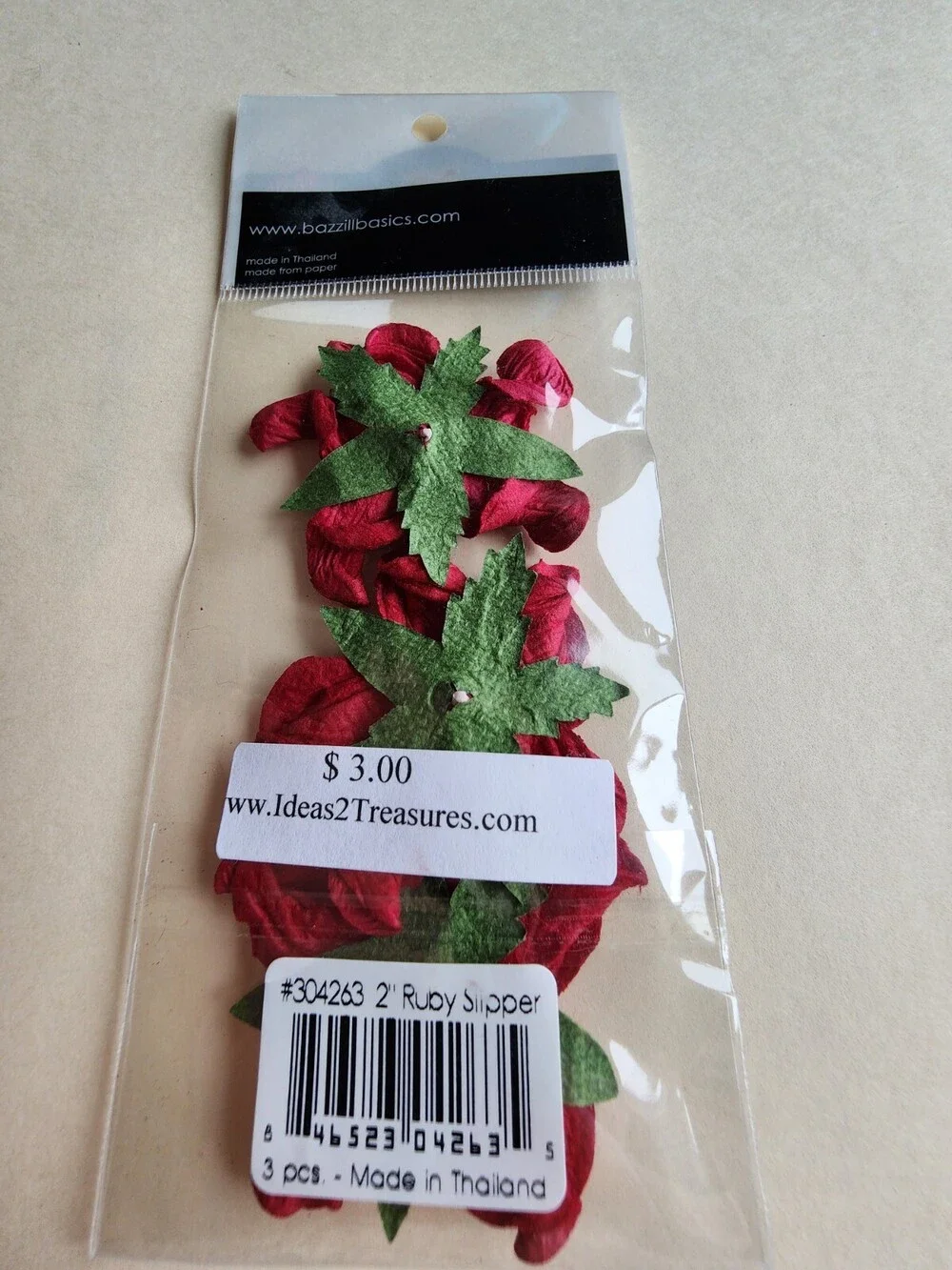 NEW BBP Bazzill Basic Paper Flowers Ruby Slipper 2